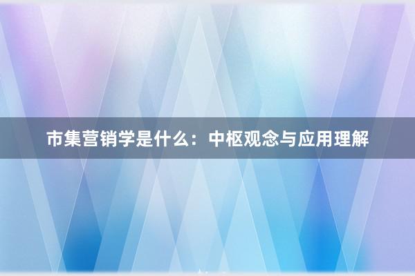 市集营销学是什么：中枢观念与应用理解